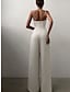 Jumpsuits Minimalist Elegant Prom Formal Evening Birthday Dress Spaghetti Strap Sleeveless Floor Length Spandex with Pleats