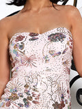 Formal Strapless Floor Length Pink Sequins Prom Dress XJ906