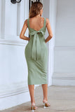 Lillia - Sage Green Tie Back Bandage Midi Dress