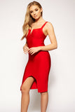 Quinn - Red Bandage Midi Dress
