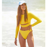 BikinWomen Rash Guard Long Sleeve Swimwear Surfing Swimsuit One Piece Bodysuit Print Bikini Brasileño Push Up Monokoni