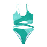 New Women Bikini Set Adjustable Thin Shoulder Straps V-Neck Bra Briefs Padded Swimwear For Women Summer Beach Swimming Suit