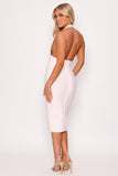 Felicity - Pale Pink Halterneck Bandage Midi Dress
