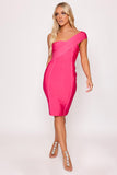 Natasha - Pink One Shoulder Bandage Dress